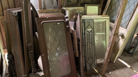 Large Lot of Assorted Timber Mouldings & Friezes, Leadlight Windows & Doors