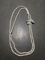 Double Strand Cultured Pearls with Silver Box Clasp