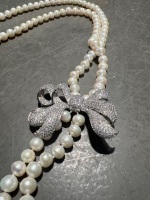 Double Strand Cultured Pearls with Silver Box Clasp - 2