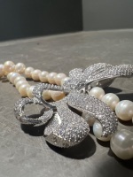 Double Strand Cultured Pearls with Silver Box Clasp - 4