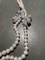 Double Strand Cultured Pearls with Silver Box Clasp - 5