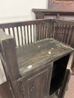 Antique Dark Wood Cabinet with Top and Bottom Storage - 2