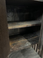 Antique Dark Wood Cabinet with Top and Bottom Storage - 3