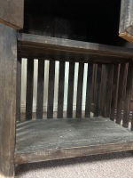 Antique Dark Wood Cabinet with Top and Bottom Storage - 4