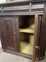 Dark Wood Antique-Style Corner Cabinet with Panelled Doors - 2