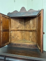 Dark Wood Antique-Style Corner Cabinet with Panelled Doors - 3
