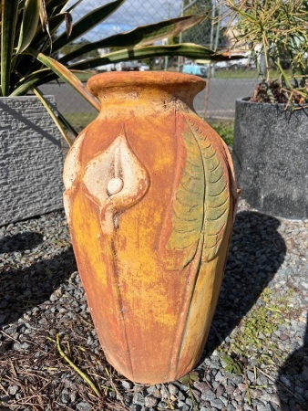 Textured Orange Terracotta Vase