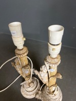 Mid Century Twin Cherub Featured Porcelain Lamps - 5