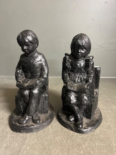 Genesis Fine Arts 'Study Time' Bookends - Signed Martin 1945