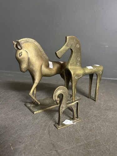 Set of 3 Brass Horse Figurines