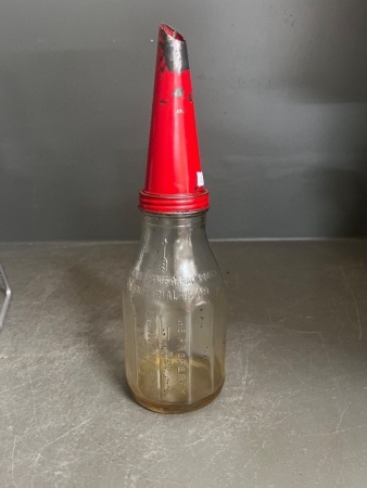 CC Wakefield and CO. Limited One Court Motor Oil Bottle with Tin Pourer