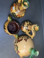 3 x Traditional Hand-Painted Hungarian-Style Water Jugs and One Jar - 5