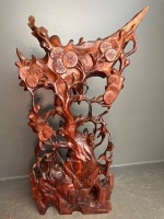 Carved Wooden Statue with Eagle and Tiger - 2
