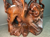 Carved Wooden Statue with Eagle and Tiger - 3