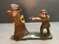 Cast Iron Teddy and the Bear Mechanical Bank Mid-Century and Dentist and Patient Coin Bank - 2