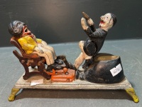 Cast Iron Teddy and the Bear Mechanical Bank Mid-Century and Dentist and Patient Coin Bank - 3