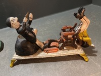 Cast Iron Teddy and the Bear Mechanical Bank Mid-Century and Dentist and Patient Coin Bank - 4