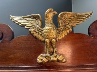 Antique Wall Mirror with Carved Mahogany Wood Frame and Gilded Eagle Ornament - 2