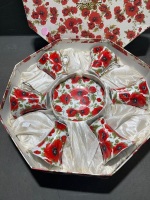 Milano Collection Tea Set 24K Gold Trimmed Porcelain Poppy Design - 3