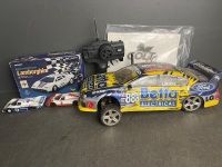 Remote-Controlled 2005 Betta Electrical Ford Falcon and Lamborghini with Two Model Racecars