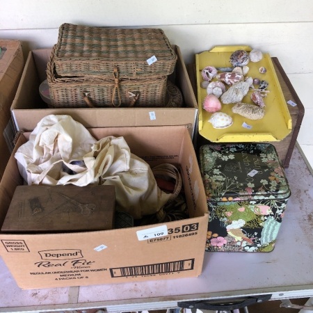 Large Asstd Lot of Vintage Sewing & Craft Items + Shells