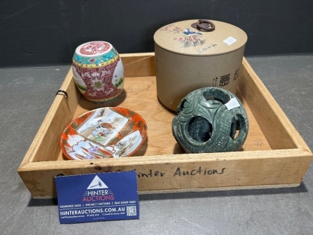 Assorted Asian Trinkets Inc Possibly Jade Puzzle Ball