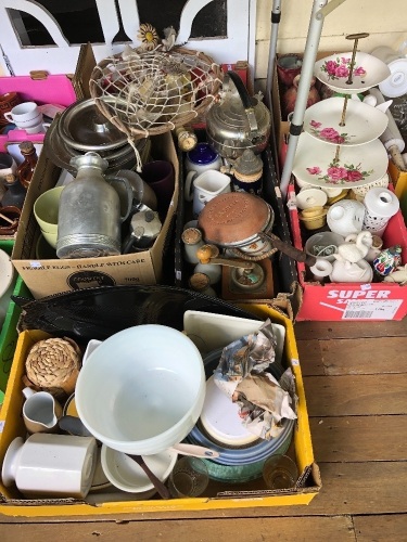 Large Asstd Lot - 5 Boxes of Ceramics, Kitchenalia, Pottery etc