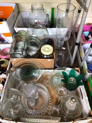 Asstd Lot - 3 Boxes of Glass, Crystal & Bottles