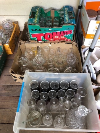 Large Asstd Lot - 4 Boxes of Glass & Crystal