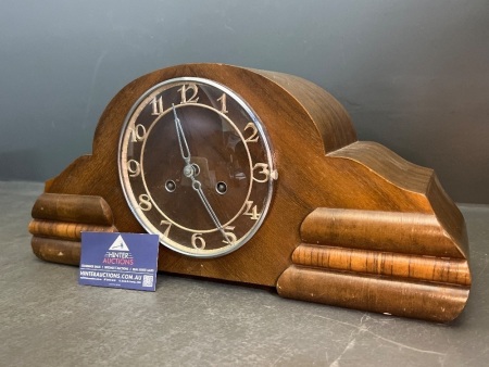 Mid Century Wooden Mantle Clock