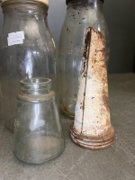 2 x Motor Oil Bottle, One Plastic Ampol Pourer and One Tin - Incs Jar Property Angus and Co - 3