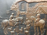 Antique Copper Fire Screen with Embossed Scene - 2