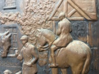 Antique Copper Fire Screen with Embossed Scene - 5