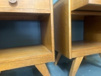 Pair of Glass Top Wooden Bedside Tables - 4