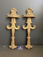 Pair of French Style Wall Sconces - Gilded Wood