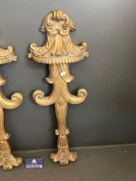 Pair of French Style Wall Sconces - Gilded Wood - 4