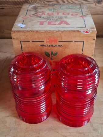 Pair of Ruby Red Pyrex Lantern Sea lights Phoenix 1786