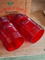 Pair of Ruby Red Pyrex Lantern Sea lights Phoenix 1786 - 2
