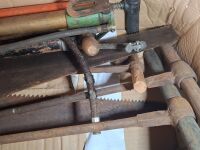 Box of Saws, Hand-Drills and Bike Pumps - 4