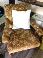 Vintage Upholstered Bedroom Chair on Original Castors