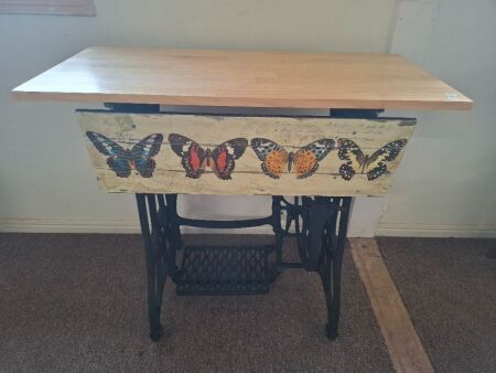 Singer Side Table with Butterfly Front