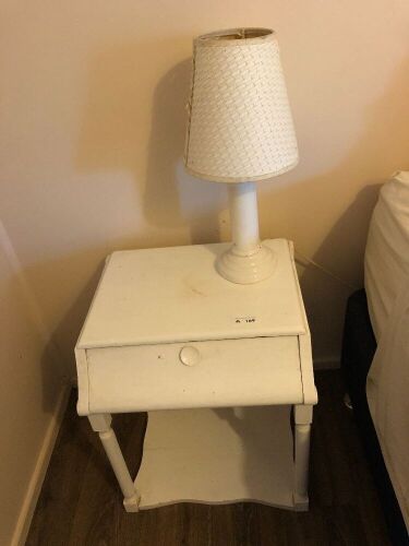 Pair of Shabby Single Drawer Bedside Tables + 2 Reading Lamps