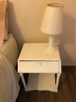 Pair of Shabby Single Drawer Bedside Tables + 2 Reading Lamps - 2