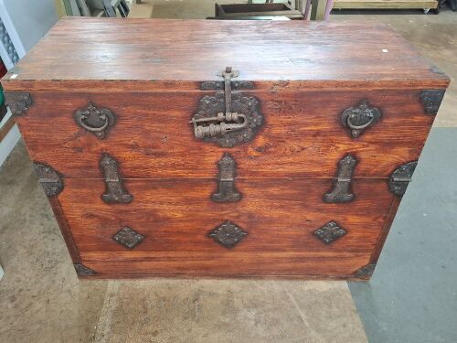 Antique Asian Bandaji Chest with Iron Fittings