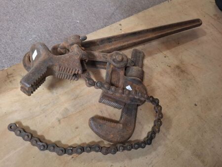 Vintage Chain Pipe Wrench - Marked