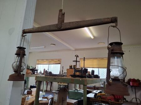 Vintage Lanterns with Home Made Pulley Hanger