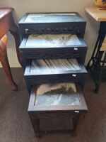 Set of 4 Graduating Chinese Nesting Tables with Marble Tops