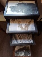Set of 4 Graduating Chinese Nesting Tables with Marble Tops - 2