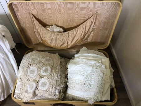 Vintage Port Full of Old Linen & Lace