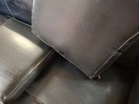 3 Seater Black Leather Lounge - 6